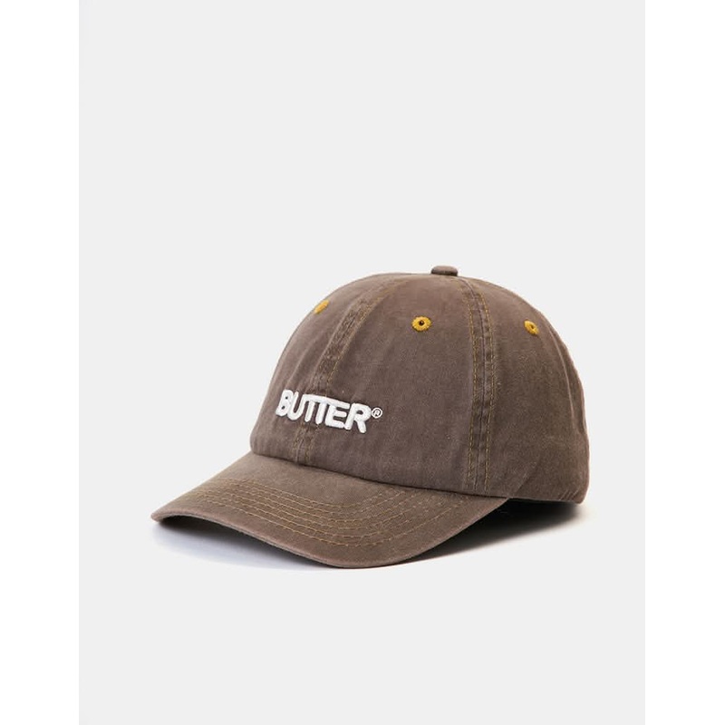 Butter Goods Rounded Logo 6-Panel Cap – Washed Oakwood