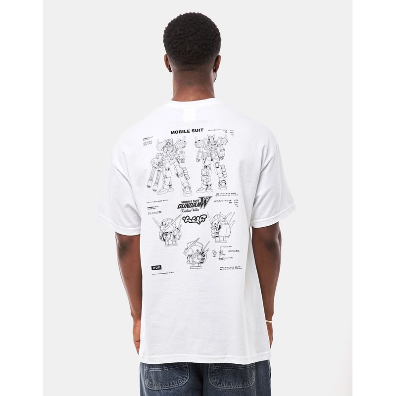 HUF x Gundam Wing Heavy Arms Schematics T-Shirt – White