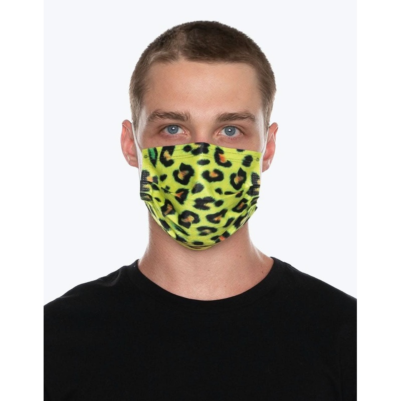 Medipop Disposable D Face Mask 5 Pack – Yellow Leopard