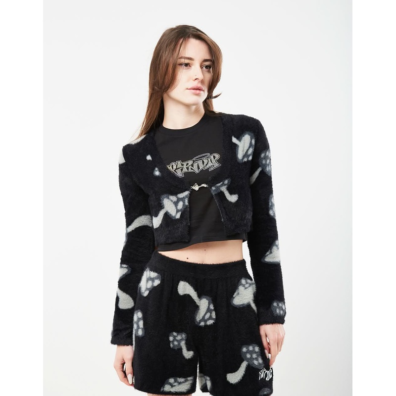 RIPNDIP Womens Euphoria Knit Long Sleeve Crop Top  – Black