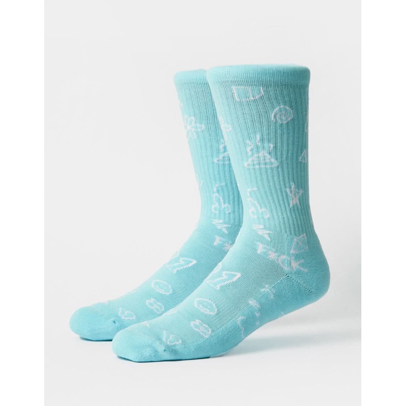 Route One Doodles Crew Socks – Blue