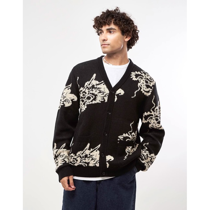 Route One Dragon Knitted Cardigan – Black