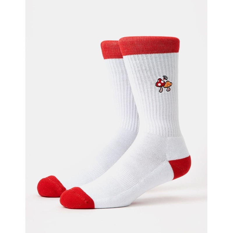 Route One Mushroom Crew Socks – White