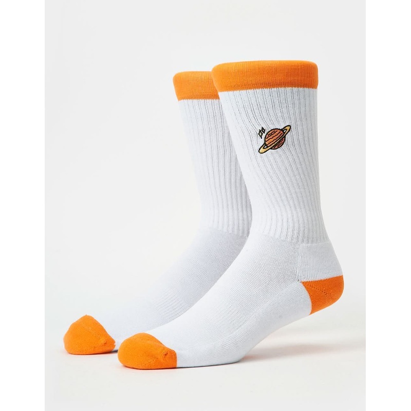 Route One Saturn Embroidered Crew Socks – White