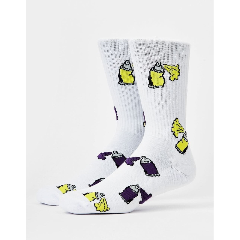 Route One Spray Cans Crew Socks – White