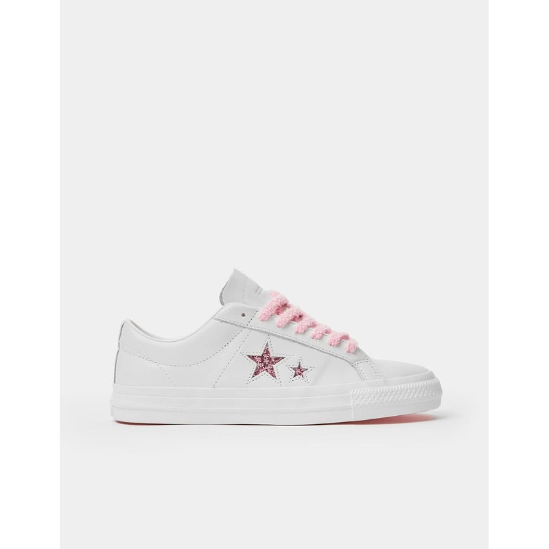 Converse x Turnstile One Star Pro Skate Shoes – White/Pink/White