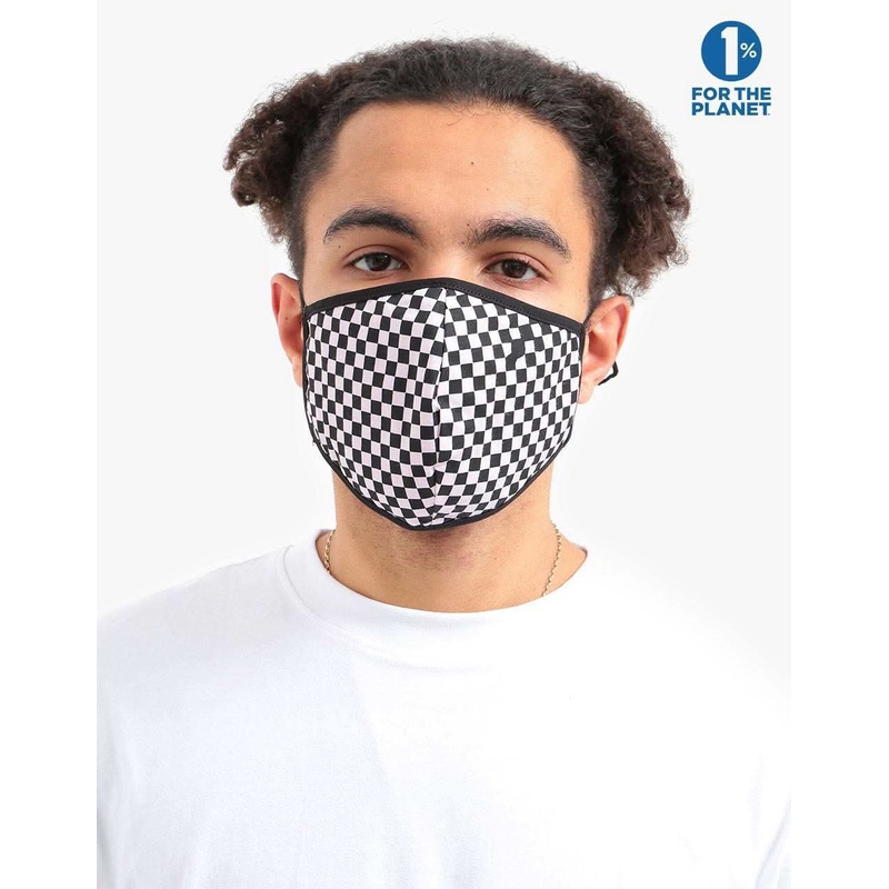 Route One Organic Cotton Face Mask – Black & Pink Checkerboard