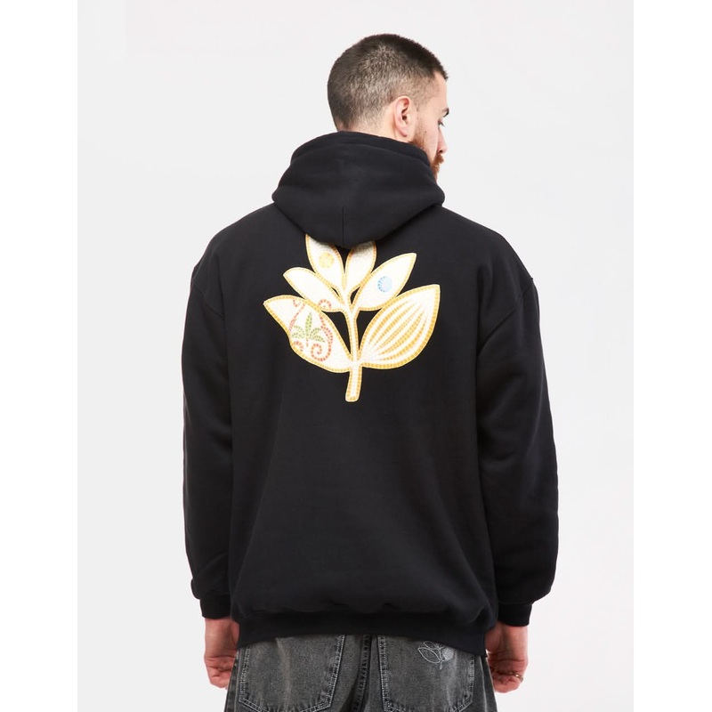 Magenta Mosaic Pullover Hoodie – Black