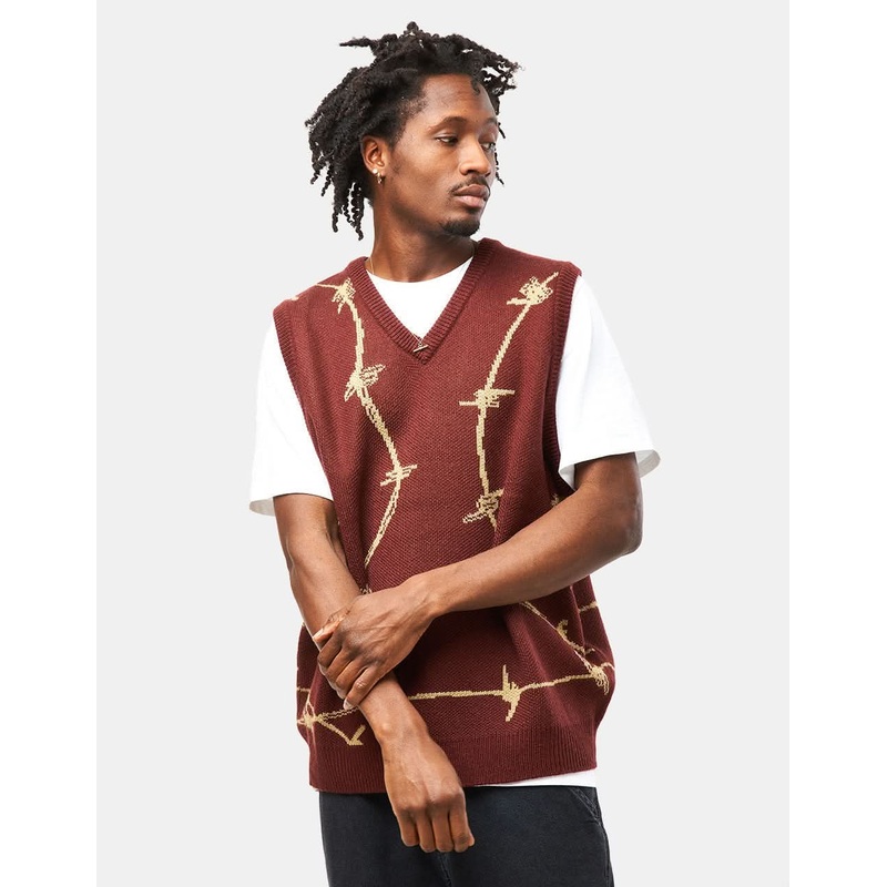 Route One Barbed Knitted Vest – Nut Brown/Wheat