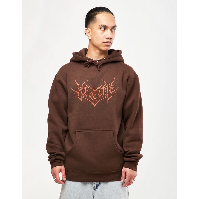 Welcome Big Splinter Printed Pullover Hoodie – Brown/Red