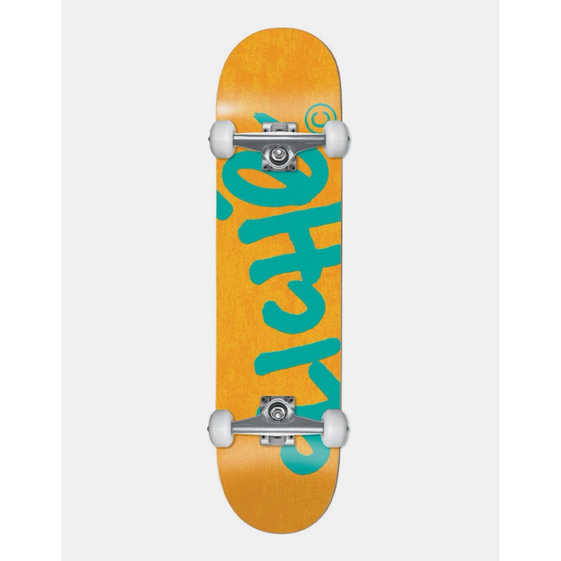 Clich Handwritten Orange/Teal Complete Skateboard – 8.25″