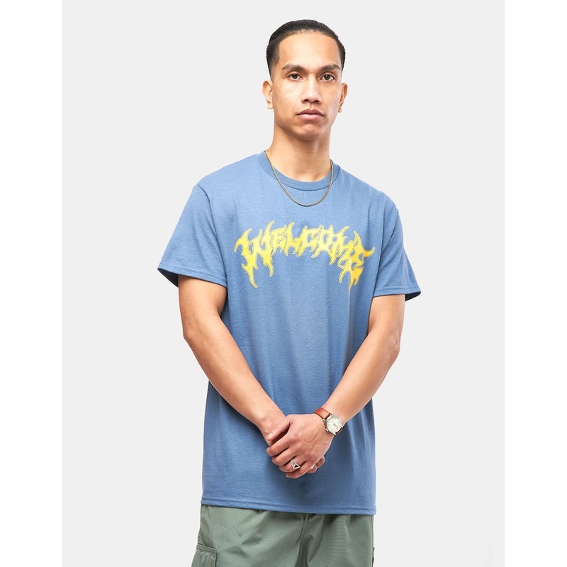 Welcome Barb Printed T-Shirt – Indigo/Yellow