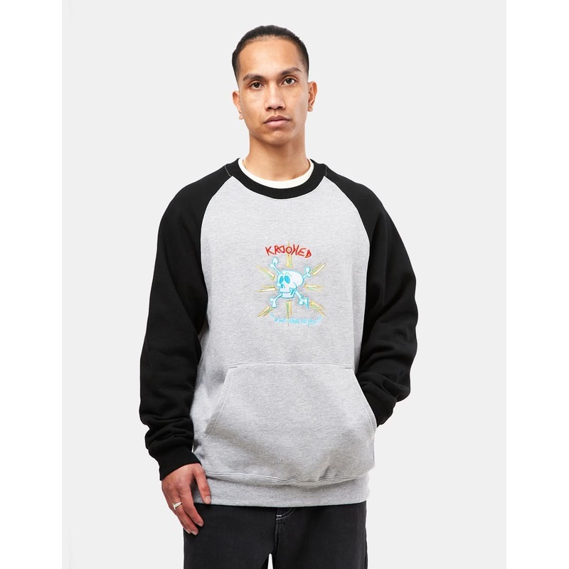 Krooked Style Embroidered Crew – Heather/Black/Multi