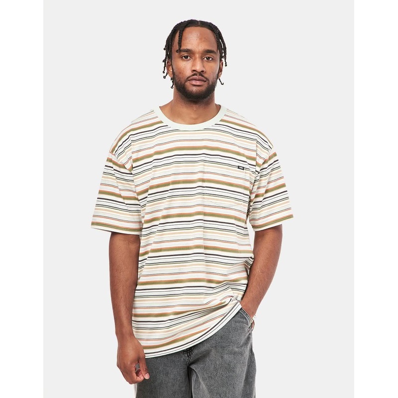 Vans Cullen Striped Pocket T-Shirt – Pale Aqua/Marshmallow