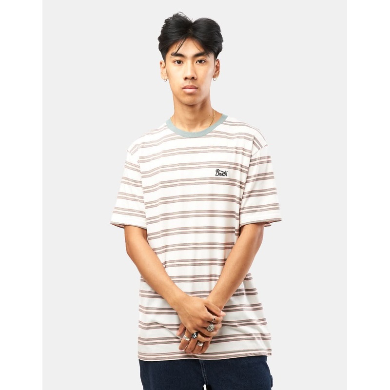 Brixton Hilt Stith Striped T-Shirt – Whitecap/Chinois Green