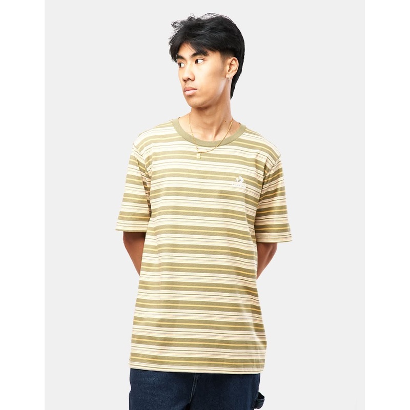 Converse Loose Fit Striped T-Shirt – Mossy Sloth Stripe