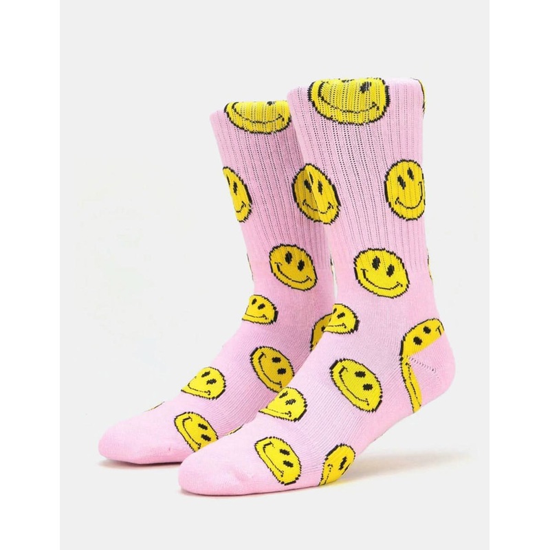 Route One Smile Crew Socks – Light Pink