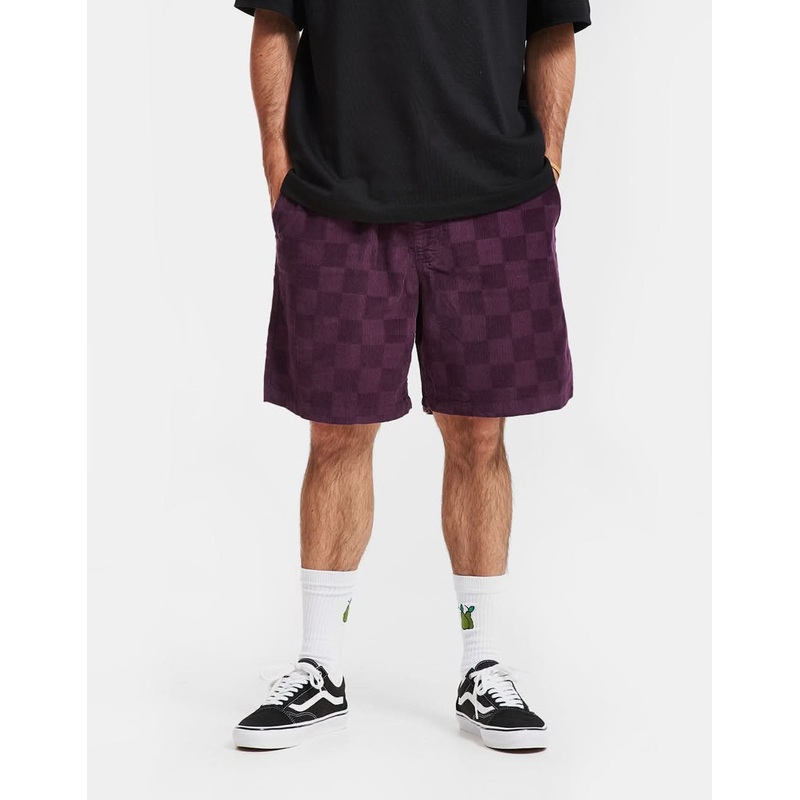 Vans Range Checkerboard Cord Loose Shorts – Blackberry Wine