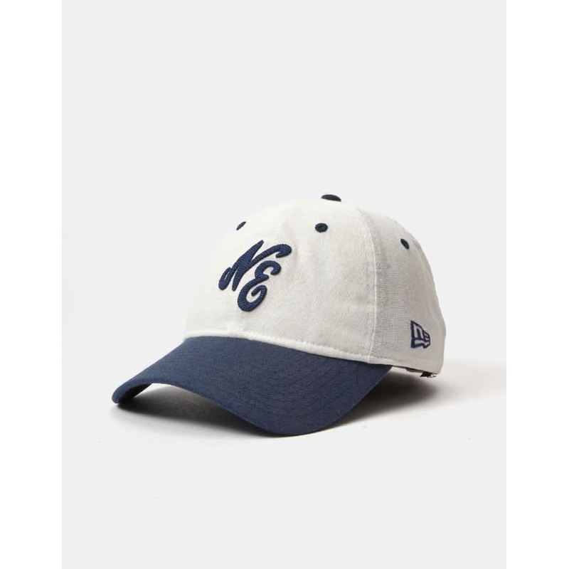 New Era 9Twenty Linen Script Cap – White/Light Navy
