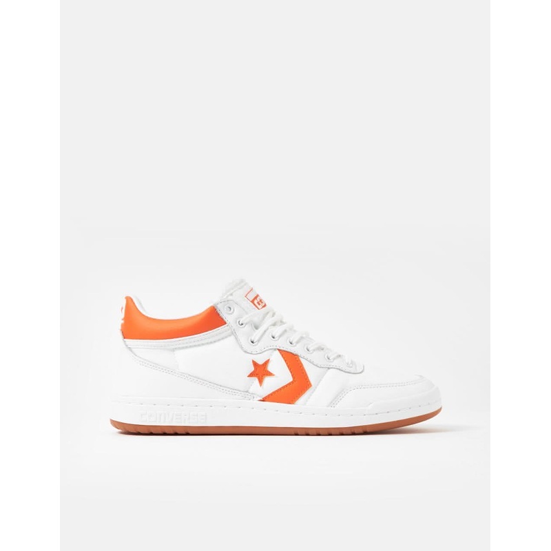 Converse Fastbreak Pro Leather & Nylon Skate Shoes – White/Orange/White