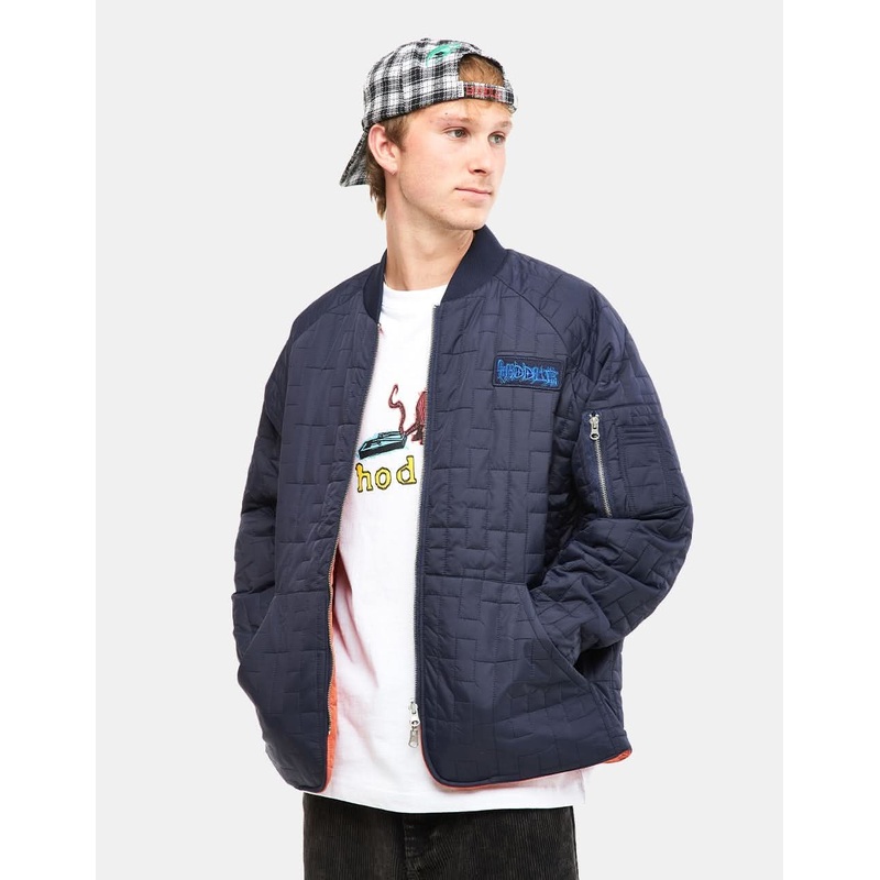 Hoddle M1 Reversible Bomber Jacket – Navy/Safety Orange