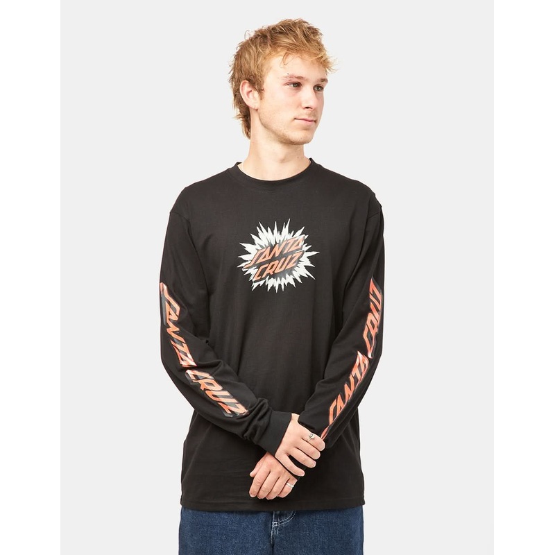 Santa Cruz Burst Oval Dot Front L/S T-Shirt – Black