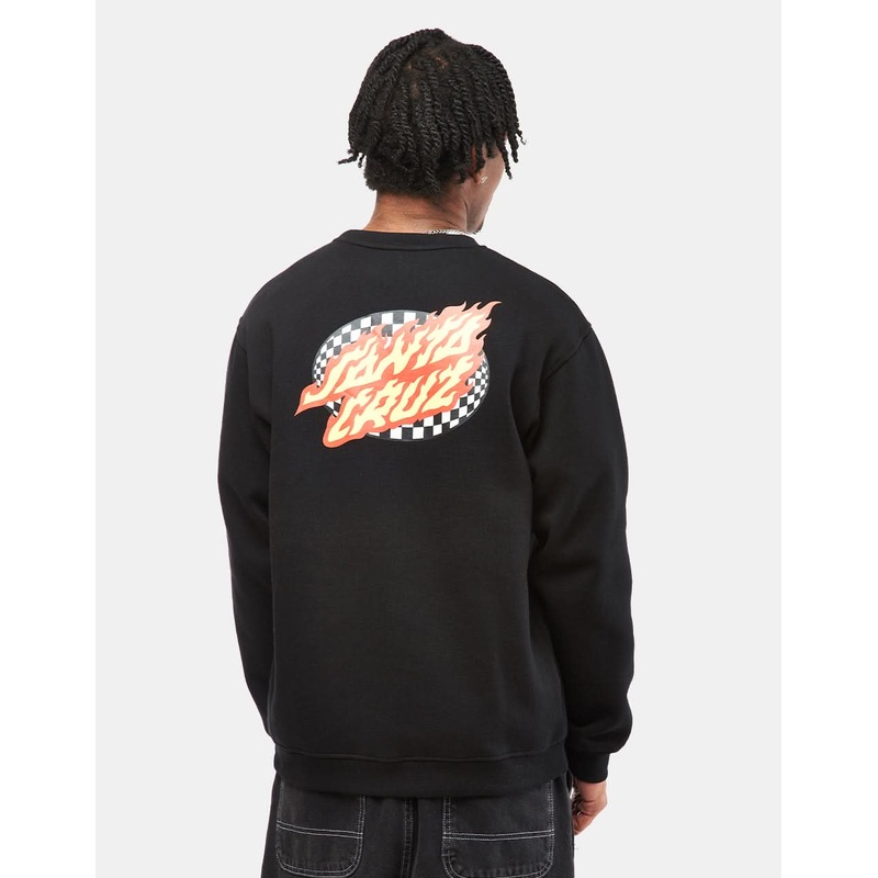 Santa Cruz Oval Check Flame Crew – Black