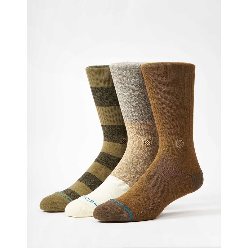 Stance Cubical Crew 3 Pack Crew Socks – Chive