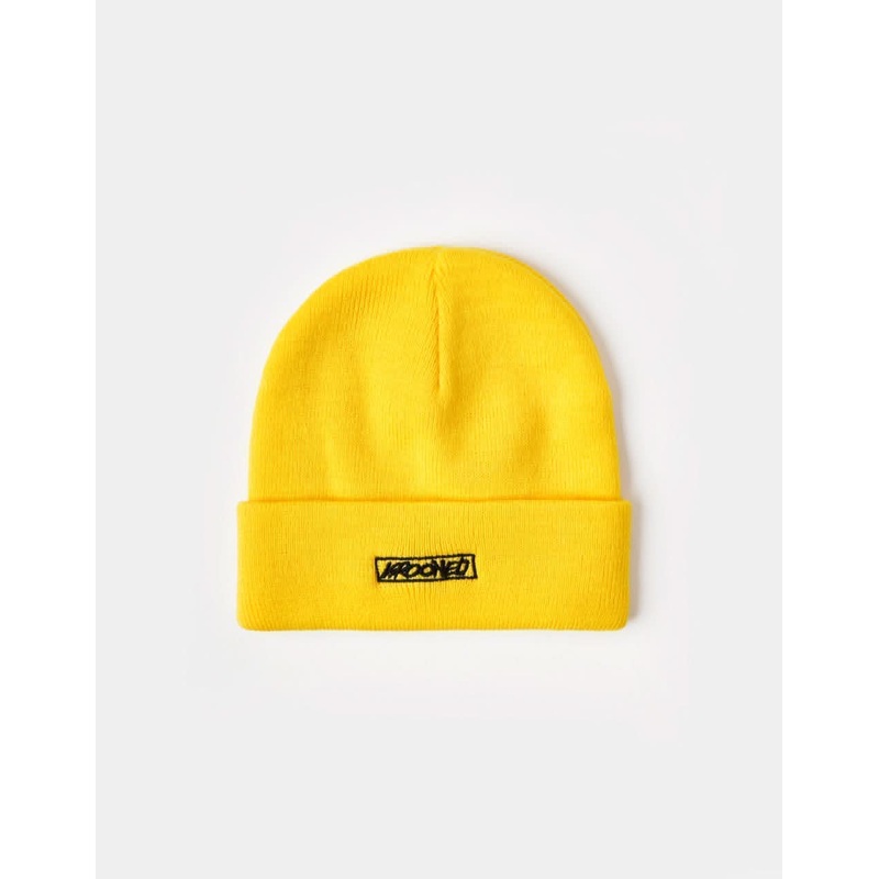 Krooked Moonsmile Script Cuff Beanie – Yellow/Black