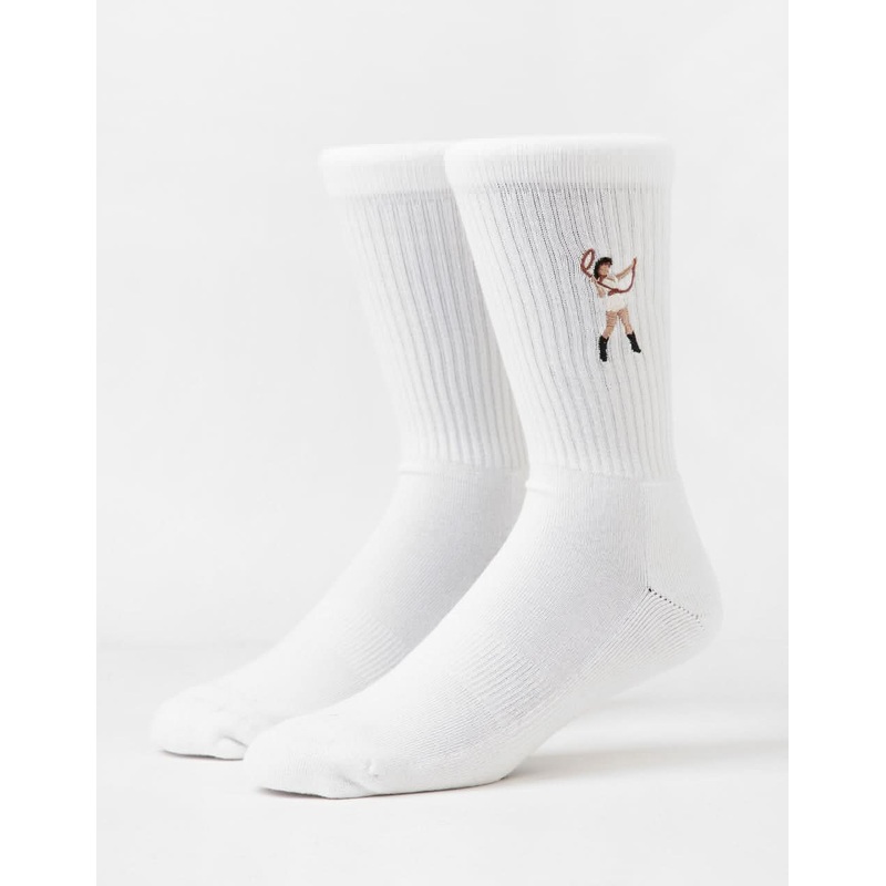 Route One Cowgirl Crew Socks – White