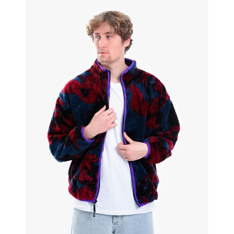 HUF Sativa Floral FZ Sherpa Jacket – Navy Blazer