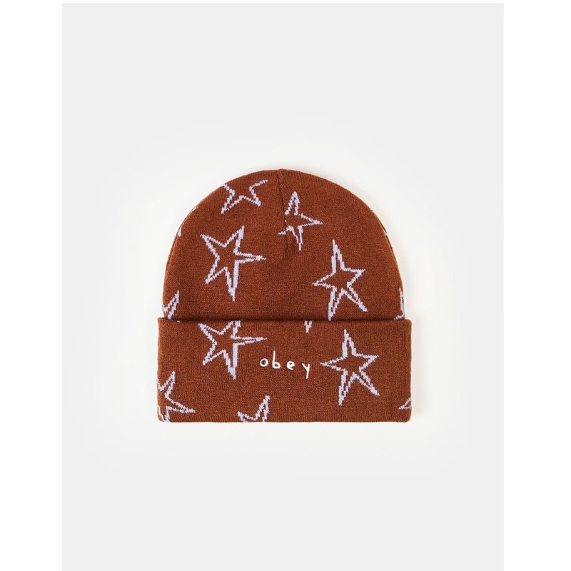 Obey Stars Beanie – Sepia Multi