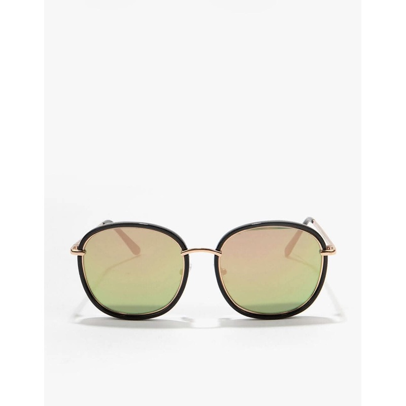 Route One Rimmed Sunglasses – Black/Coloured Mirror