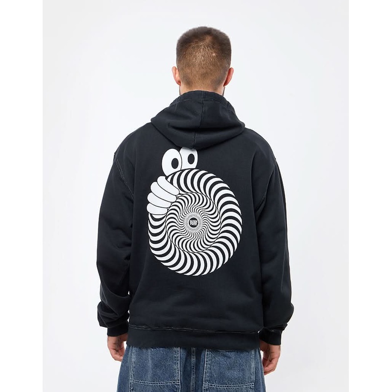 Last Resort AB x Spitfire Swirl Washed Pullover Hoodie – Black