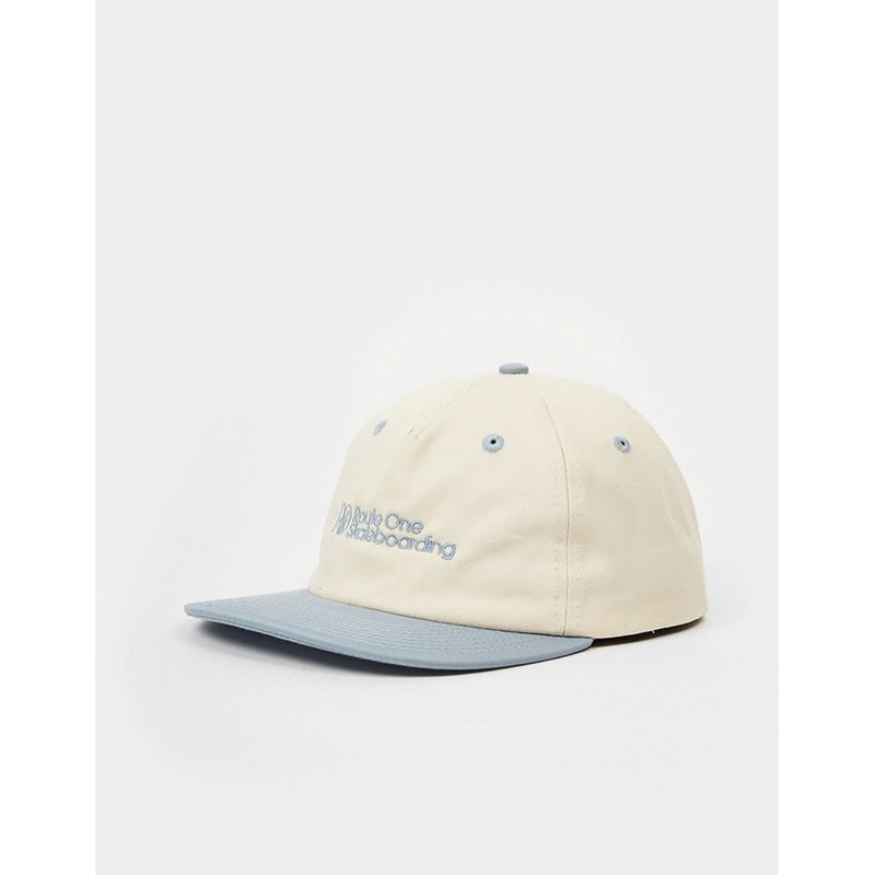Route One Classics Unstructured Strapback Cap – Natural/Stone Blue