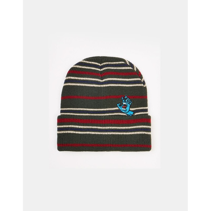 Santa Cruz Screaming Mini Hand Stripe Beanie – Sage Stripe
