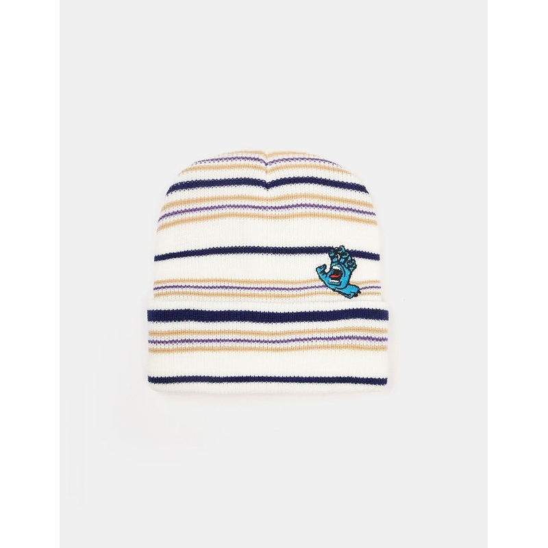 Santa Cruz Screaming Mini Hand Stripe Beanie – White Stripe
