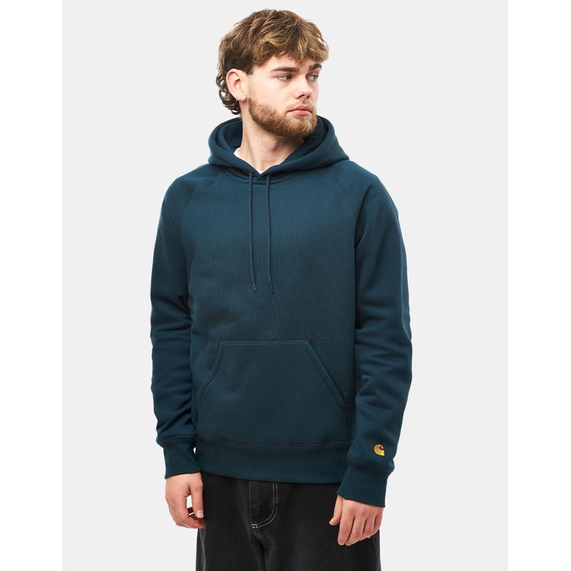 Carhartt WIP Hooded Chase Sweatshirt – Duck Blue/Gold