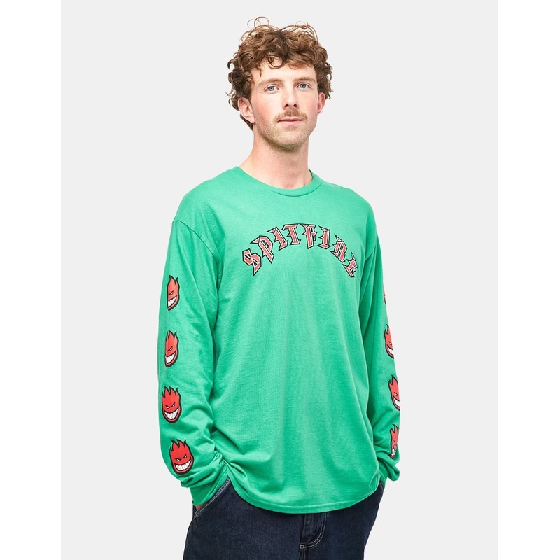 Spitfire Old E Bighead Fill L/S T-Shirt – Kelly Green/Red