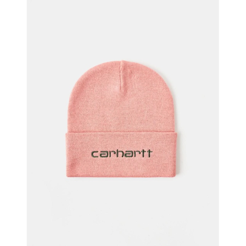 Carhartt WIP Script Beanie – Dusty Rose/Sycamore Tree