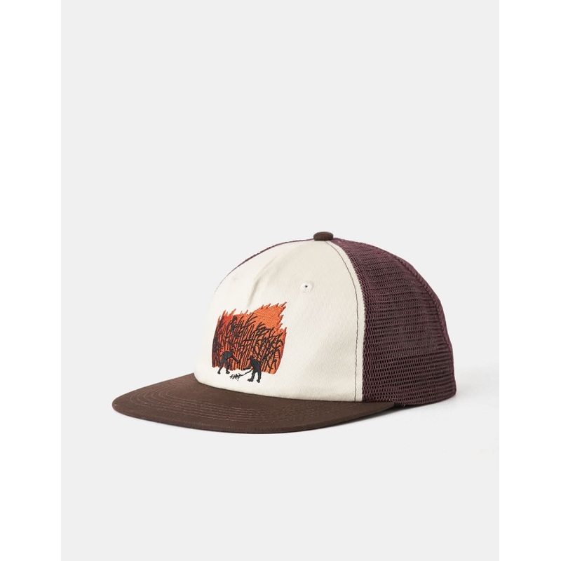 Pass Port Brush Fire Workers Trucker Cap – Choc/Off White