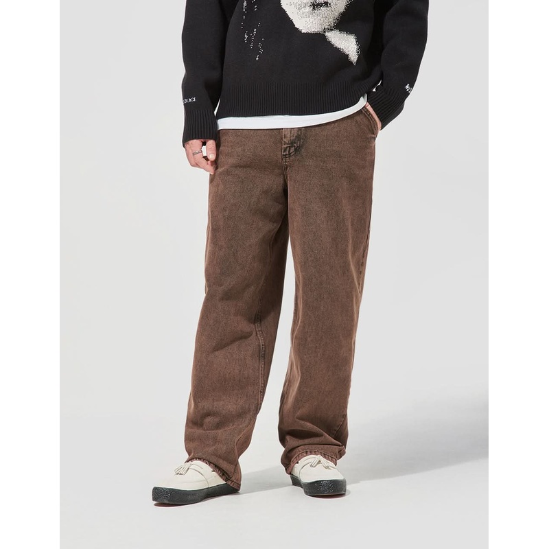 Route One Super Baggy Denim Jeans – Burnt Mahogany