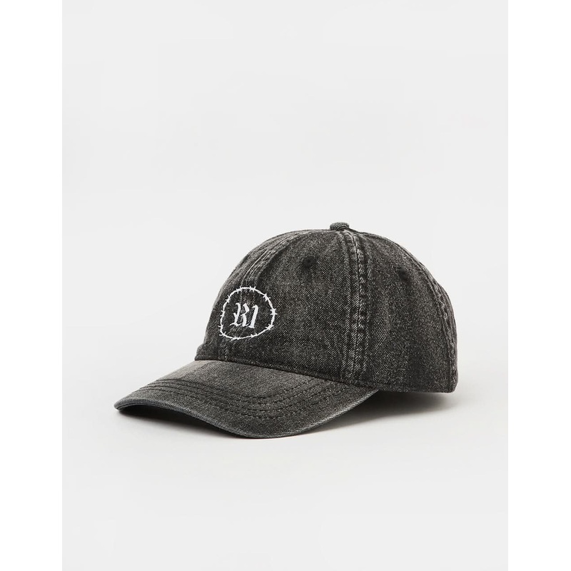 Route One Barbed Bleached Denim Dad Cap – Black Denim