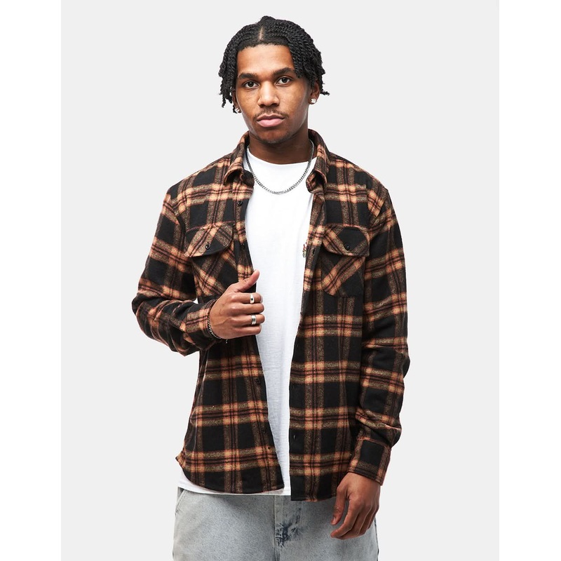 Route One Rydal Flannel Shirt – Black/Orange