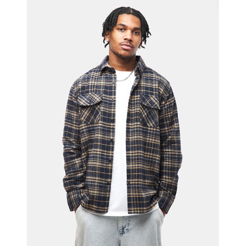 Route One Shiel Flannel Shirt – Navy/Natural