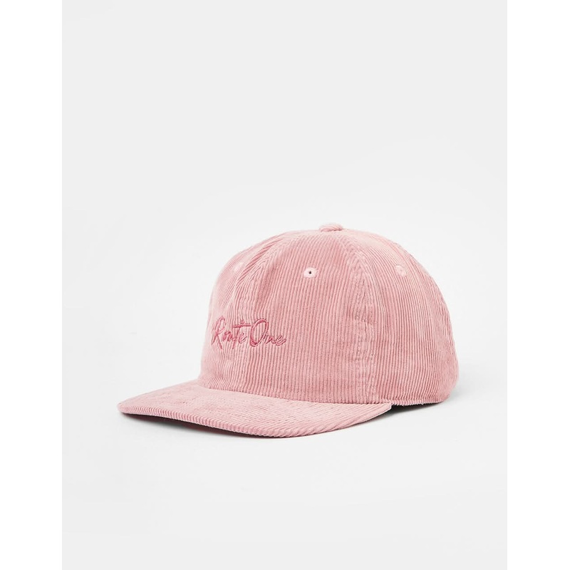 Route One Tonal Script Unstructured Cord 6 Panel Cap – Dusty Pink