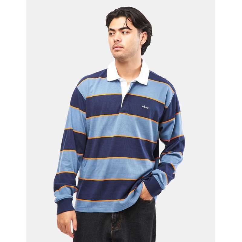 Obey Origin L/S Rugby Shirt – Academy Navy Multi