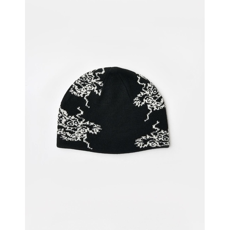 Route One Dragon Cuffless Beanie – Black/Angora