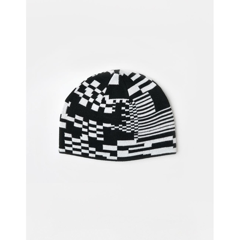 Route One Glitch Cuffless Beanie – Black/Angora