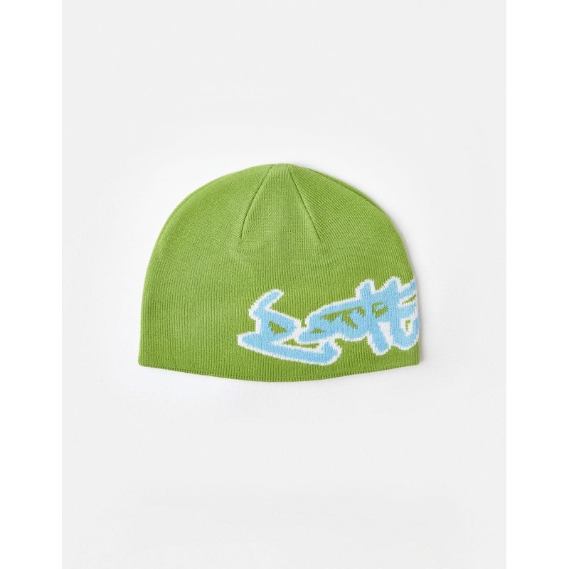 Route One Throwback Cuffless Beanie – Lime/Alaskan Blue